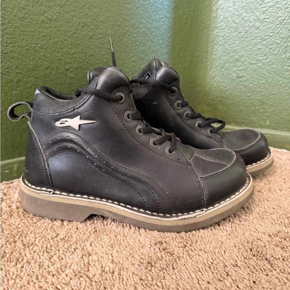 Alpinestar Black Leather Ankle  Riding Boots 6 eu 38